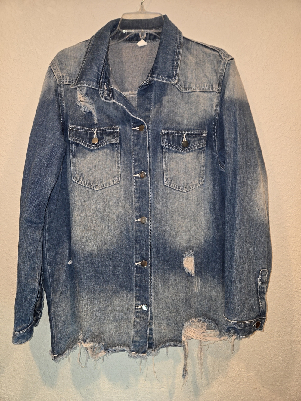 Women’s Distressed Blue Denim Jacket Size 2XL